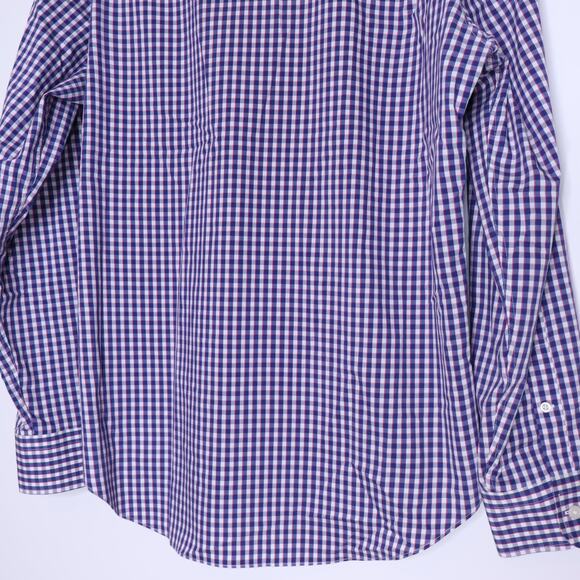 J.CREW Slim Fit Performance Dress Shirt Blue White Gingham Button Up Men's L - Picture 6 of 8